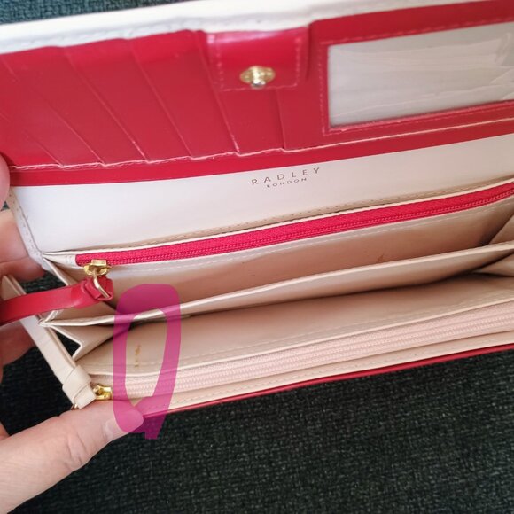 RADLEY LONDON "IN BLOOM" TRIFOLD LEATHER MATINEE WALLET BLUSH BEIGE DOG/FLOWERS - Picture 3 of 5